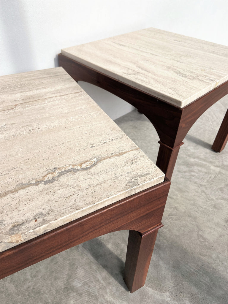 American Brown Saltman 1970's Travertine Tables