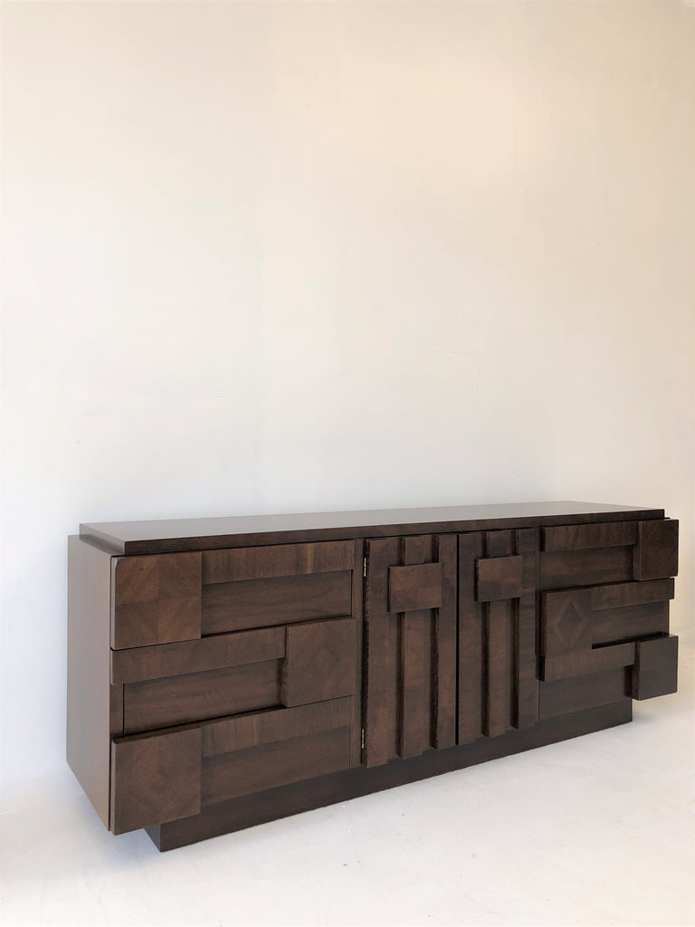 SOLD Brutalist Cubist Style Credenza by Lane Altavista