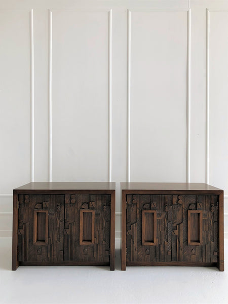 SOLD 1960's Brutalist Lane Furniture Nightstands
