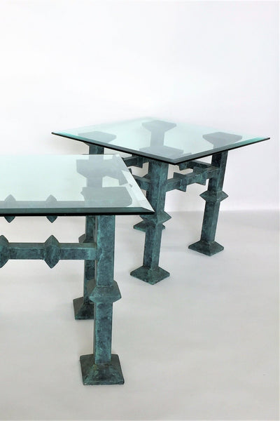 Verdigris Brutalist Side Tables