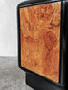 SOLD American 1970's Maple Burlwood Bullnose Nightstands