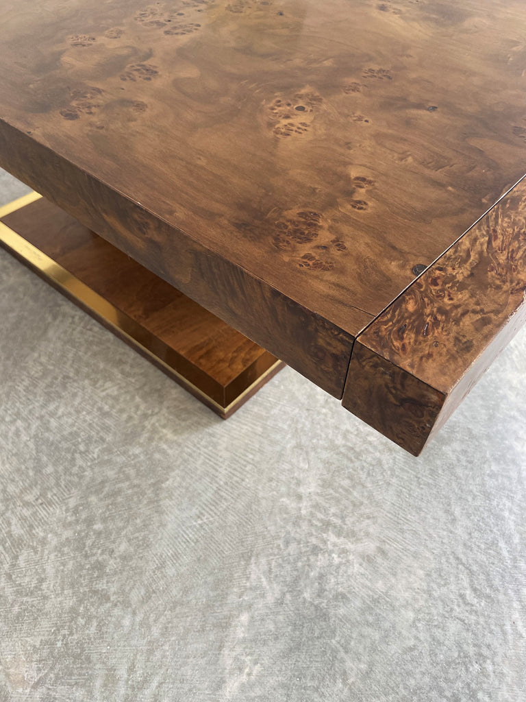 1970's Milo Baughman attr Burlwood Dining Table, USA