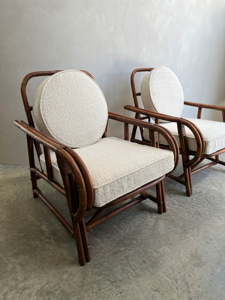 Vintage French Style Bamboo Arm Chairs