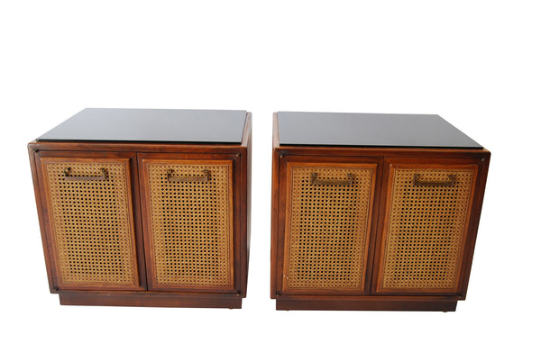Rosewood Nightstands with Cane Doors