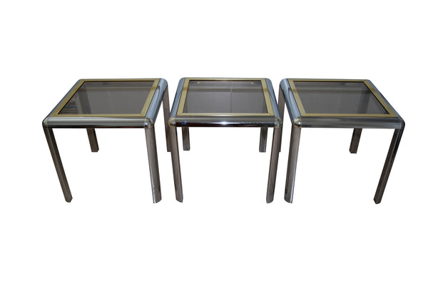 Chrome and Brass Nesting side Tables