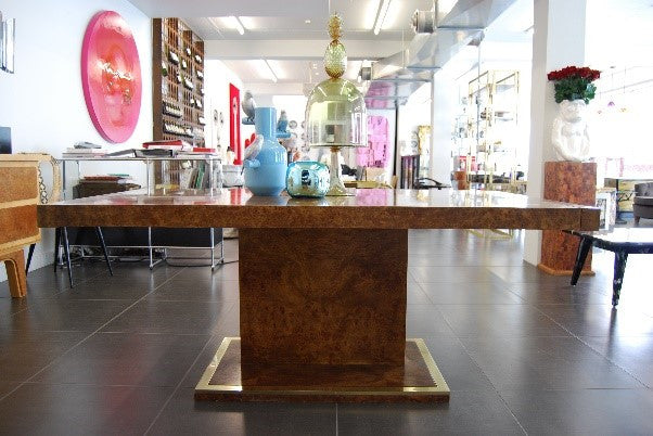1970's Milo Baughman attr Burlwood Dining Table, USA