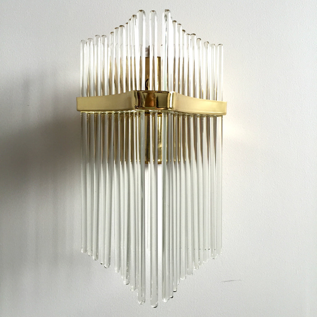 Pair of Crystal Glass Sconces by Lightolier