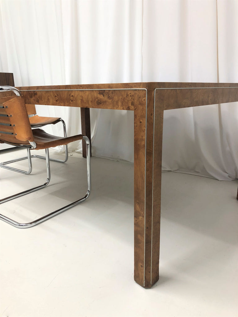 SOLD Milo Baughman Parsons style Burlwood Dining Table
