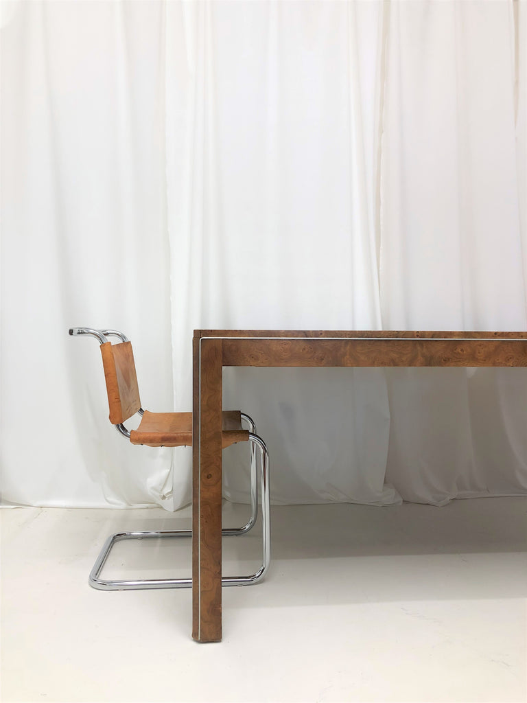SOLD Milo Baughman Parsons style Burlwood Dining Table