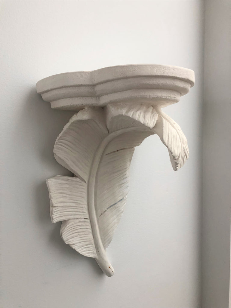Pair of Vintage Italian Plaster Leaf Corbels