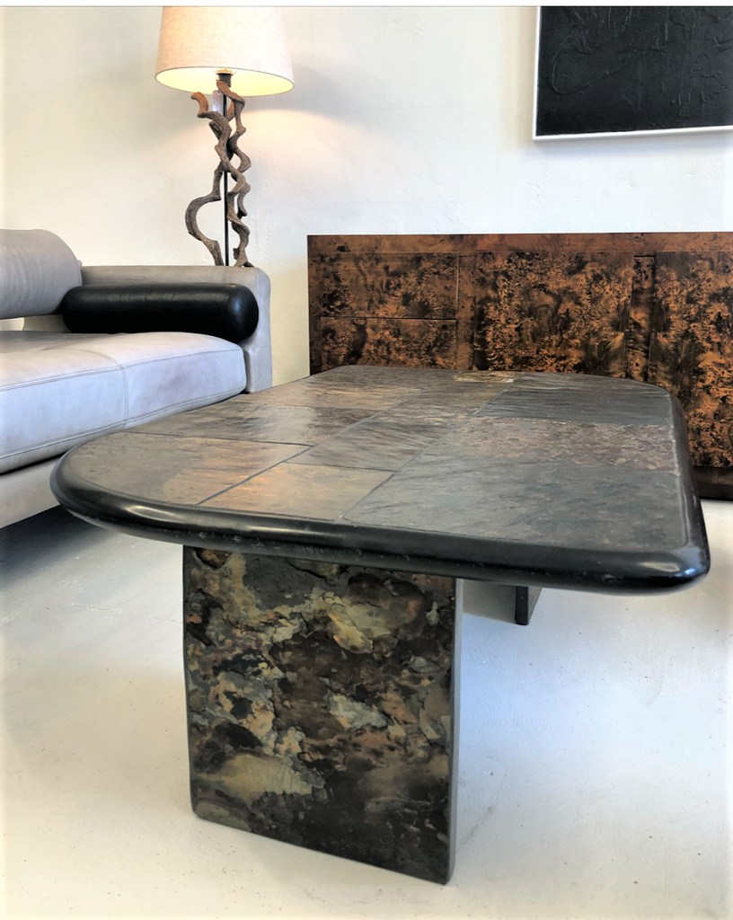 1970's Brutalist Slate Table