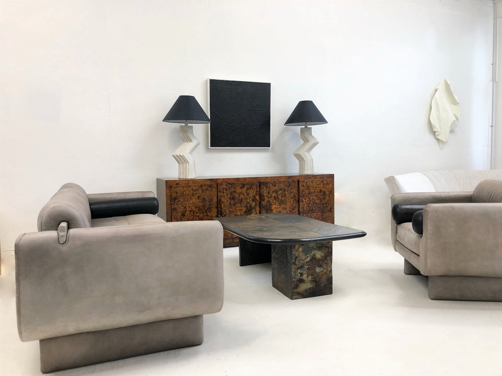Vladimir Kagan 1980's Matinee Sofa and Arm Chair USA