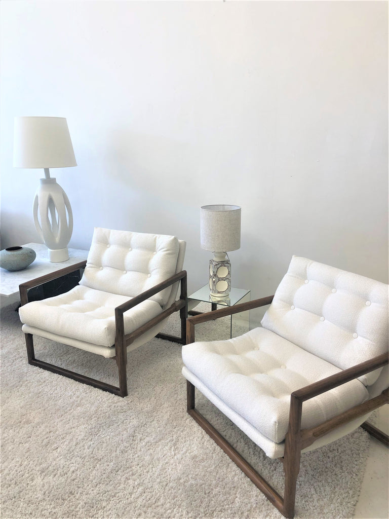 SOLD 1970's Milo Baughman Scoop Arm Chairs