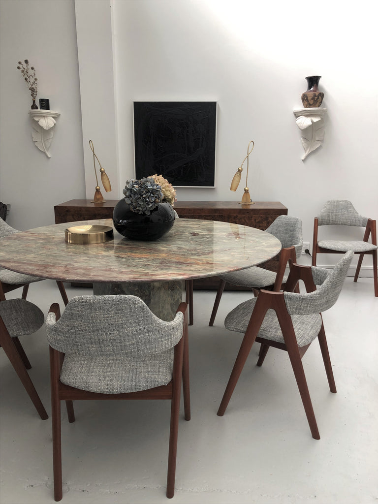 Vintage Italian Jade Marble Dining Table Mid Century Swag