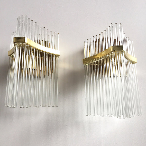 Pair of Crystal Glass Sconces by Lightolier