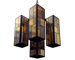 Bronze Glass Geometric Chandeliers