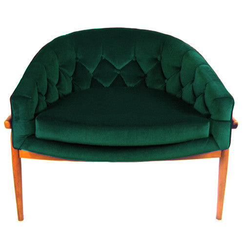 Vintage Tufted Velvet Barrel Chair